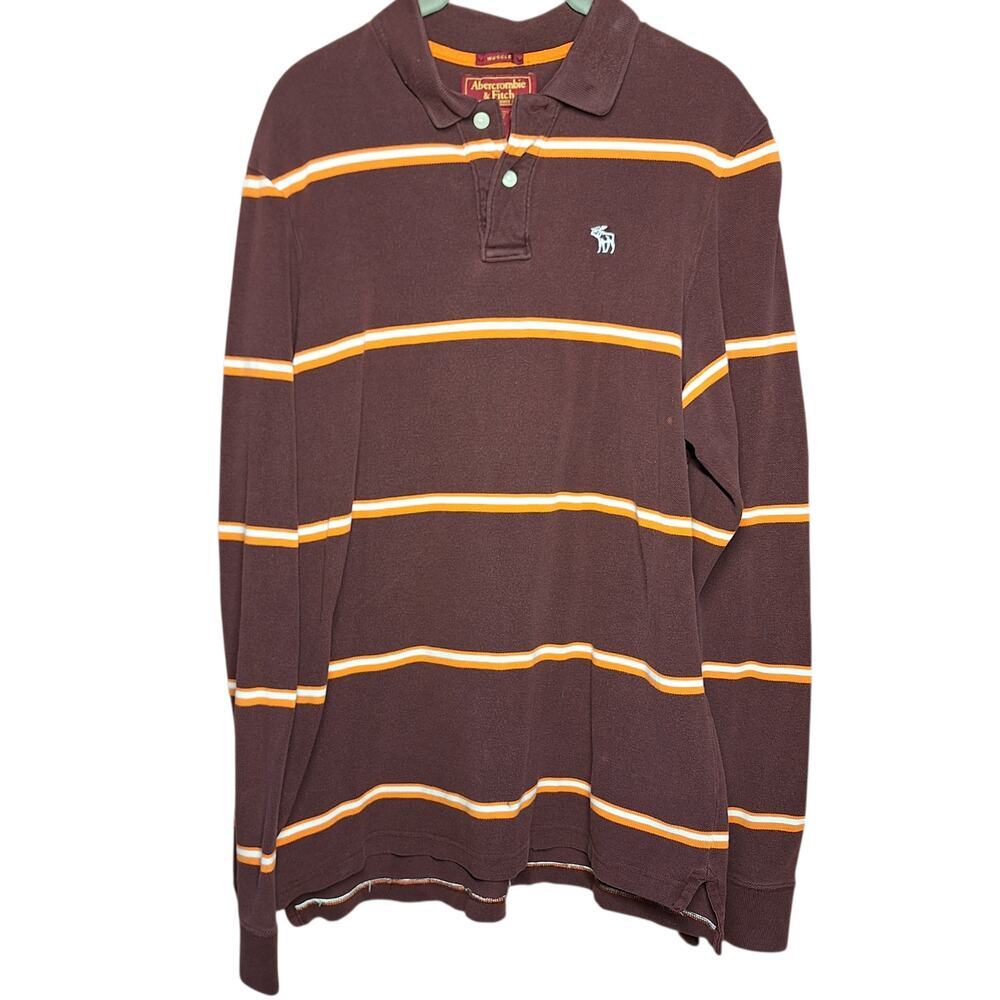 Abercrombie & Fitch Vintage Y2K Preppy rugby Polo striped long sleeve XL *read*